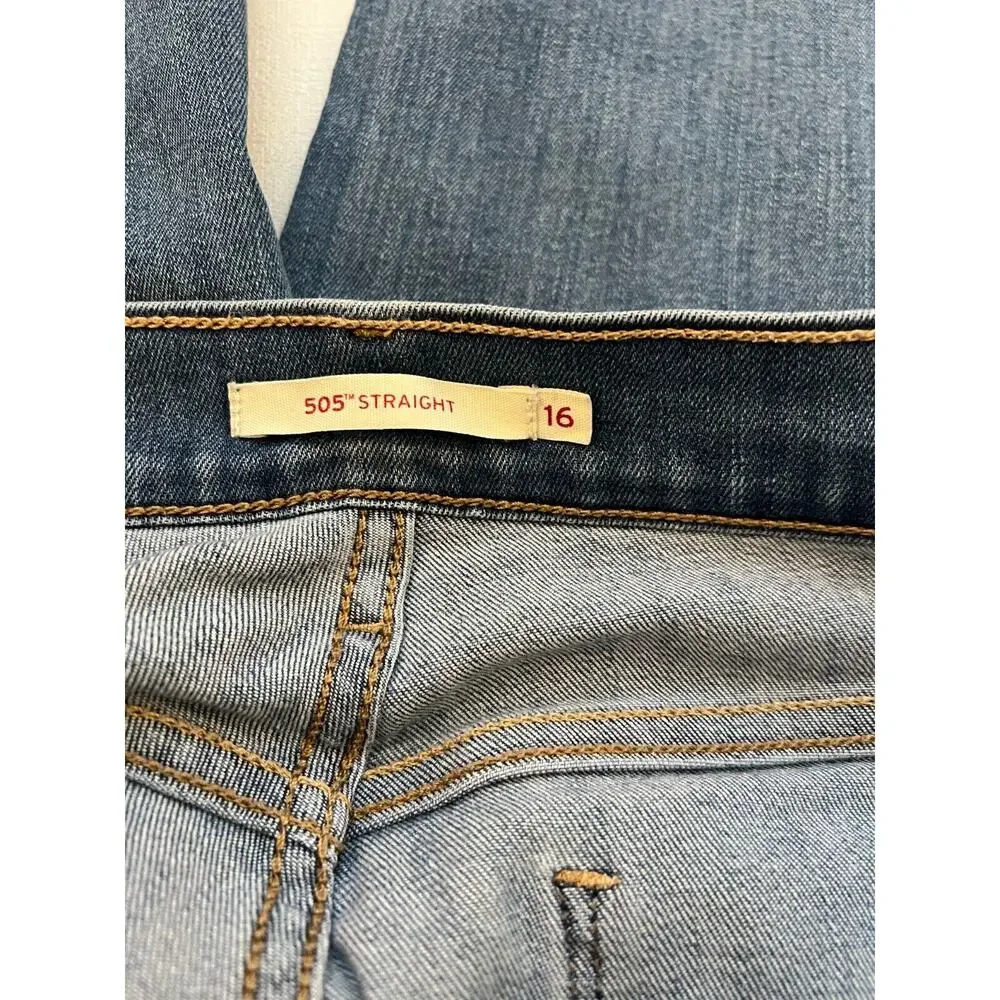 Levis 505 Jeans‎ Mens 33x32 Straight Ripped Inner Area Holes Denim Pants